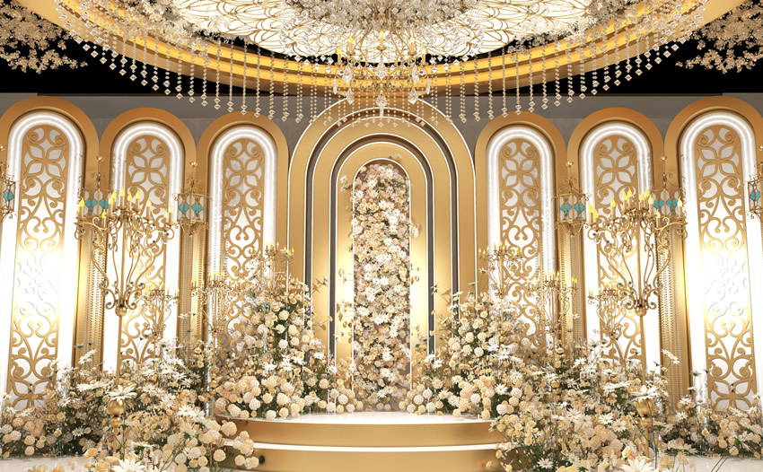 墨江香槟色调婚礼堂效果展示